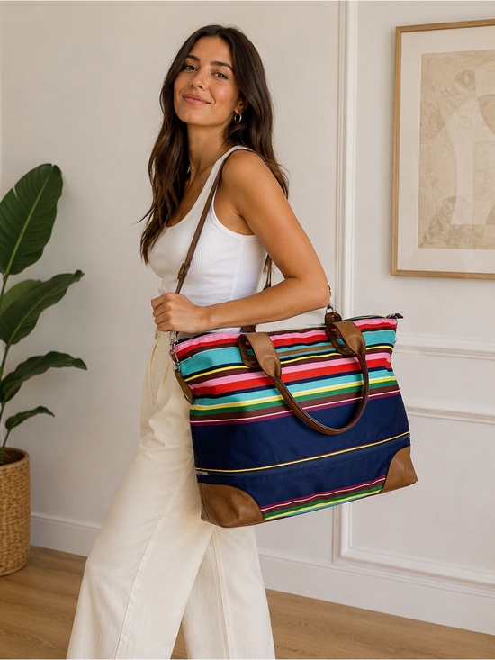 Stella & Dot Handbags - Stella & Dot “Let’s Get Carried Away” Large Weekender Tote | Strped | Travel Bag
